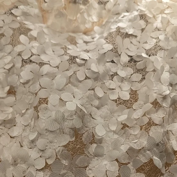 BCBGMaxAzria Ivory Lace Long Sleeve Dress 3D Flowers - Picture 6 of 16